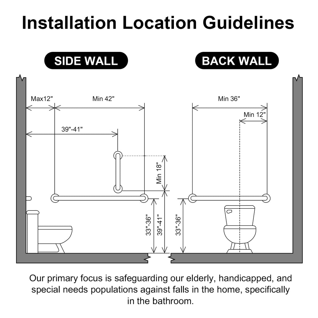 Grab Bar Bundle for ADA Compliance, Pack of 3 for Commercial & Residential Restrooms