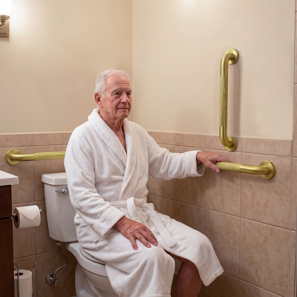 2 Pack 1.25'' Gold Bathroom Grab Bars ADA Comliant