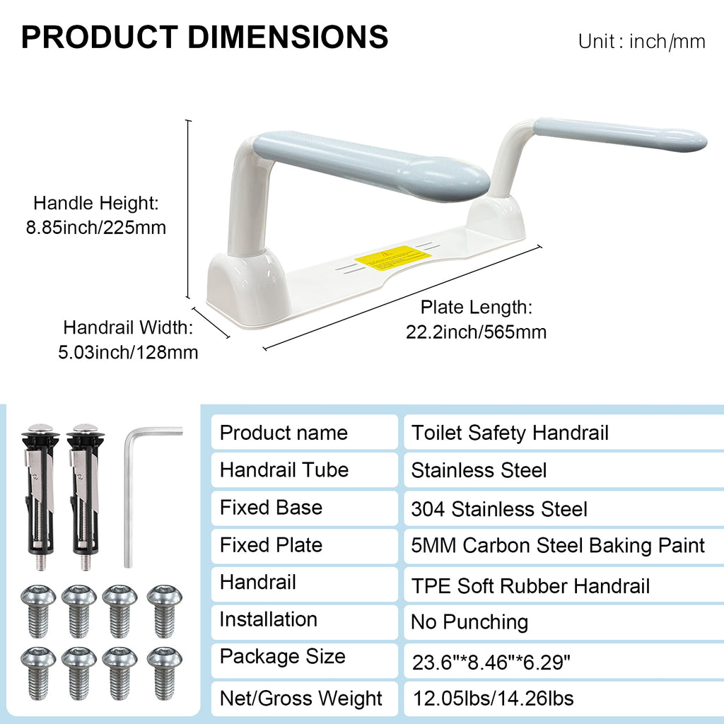 Toilet Safety Rails for Seniors with Flip-Up Armrests