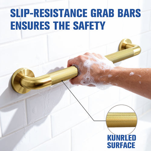 2 Pack 1.25'' Gold Bathroom Grab Bars ADA Comliant