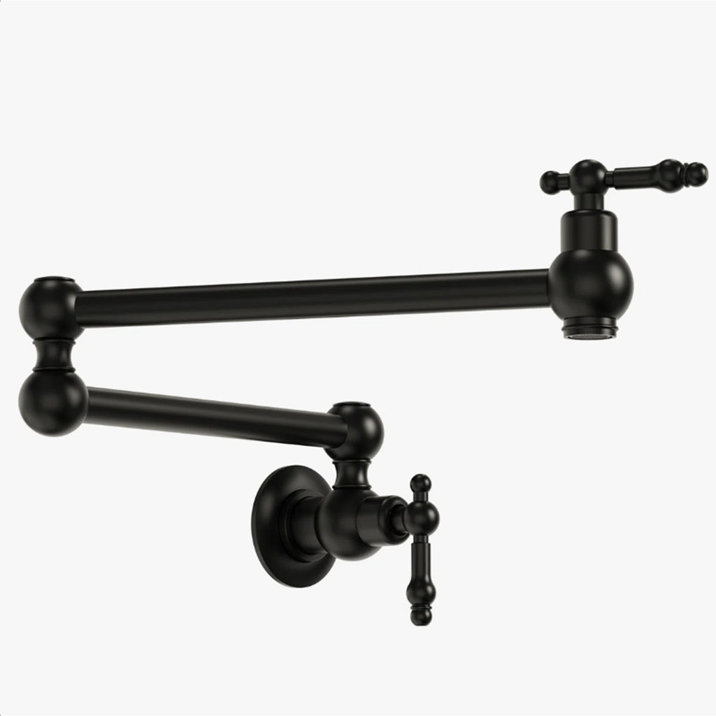 IJDD Wall-Mounted Kitchen Faucet (Suitable for Large Pots and Cookware), Black