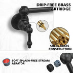 IJDD Wall-Mounted Kitchen Faucet (Suitable for Large Pots and Cookware), Black