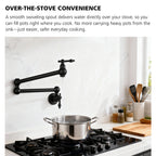 IJDD Wall-Mounted Kitchen Faucet (Suitable for Large Pots and Cookware), Black