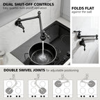 IJDD Wall-Mounted Kitchen Faucet (Suitable for Large Pots and Cookware), Black