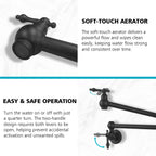 IJDD Wall-Mounted Kitchen Faucet (Suitable for Large Pots and Cookware), Black